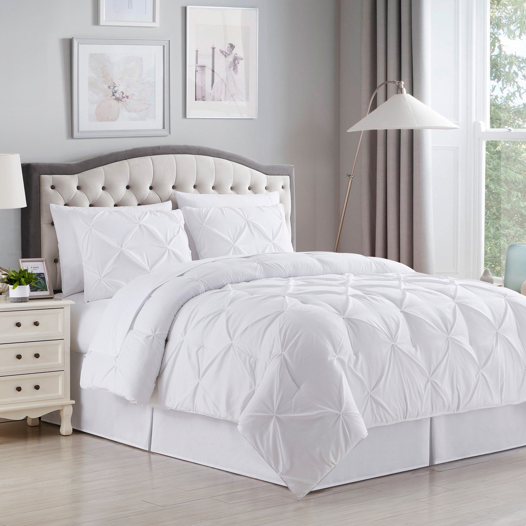 Ensemble de draps et couettes plissés 8 pièces