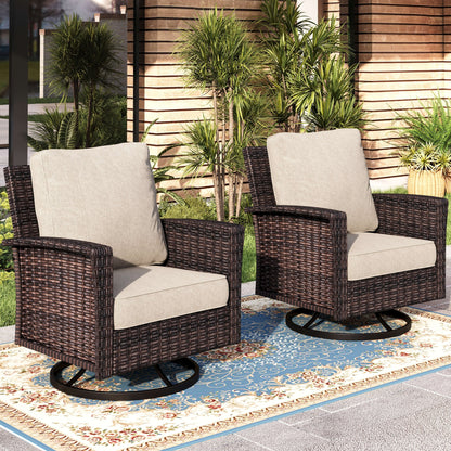 MAISON ARTS Ensemble de canapé de patio extra-large en osier avec table basse, siège surdimensionné avec coussin rembourré de 5,5 pouces d'épaisseur