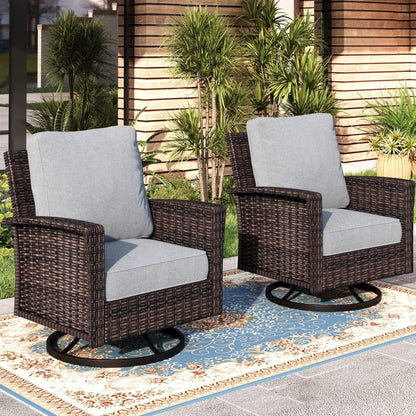 MAISON ARTS Ensemble de canapé de patio extra-large en osier avec table basse, siège surdimensionné avec coussin rembourré de 5,5 pouces d'épaisseur