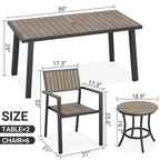 Ensemble de salle à manger d'extérieur 8 pièces avec table rectangulaire, petite table d'appoint et 6 chaises empilables