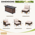 Ensemble de 8 canapés d'extérieur en osier, grand salon de jardin, table et foyer