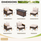Ensemble de 8 canapés d'extérieur en osier, grand salon de jardin, table et foyer