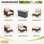 Ensemble de 8 canapés d'extérieur en osier, grand salon de jardin, table et foyer