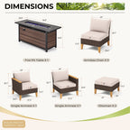 Ensemble de 8 canapés d'extérieur en osier, grand salon de jardin, table et foyer