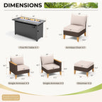 Ensemble de 8 canapés d'extérieur en osier, grand salon de jardin, table et foyer