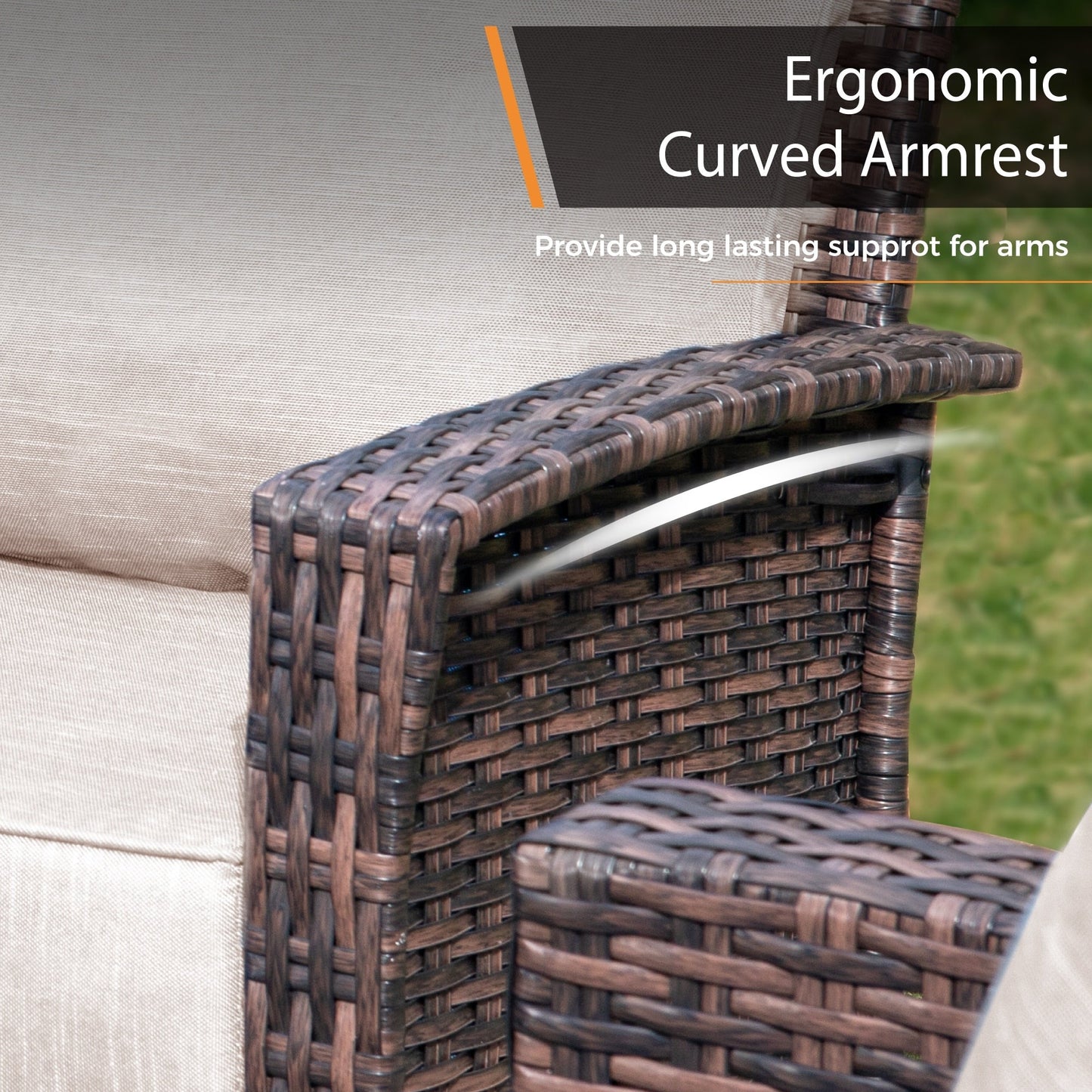 MAISON ARTS Ensemble de canapé de patio extra-large en osier avec table basse, siège surdimensionné avec coussin rembourré de 5,5 pouces d'épaisseur
