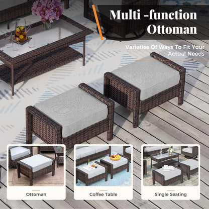 MAISON ARTS Ensemble de canapé de patio extra-large en osier avec table basse, siège surdimensionné avec coussin rembourré de 5,5 pouces d'épaisseur