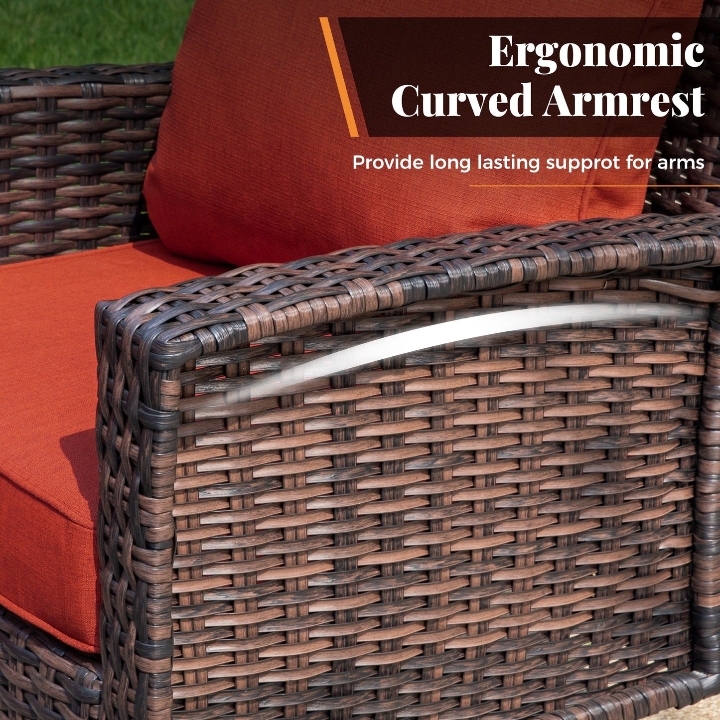 MAISON ARTS Ensemble de canapé de patio extra-large en osier avec table basse, siège surdimensionné avec coussin rembourré de 5,5 pouces d'épaisseur