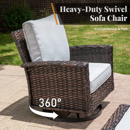 MAISON ARTS Ensemble de canapé de patio extra-large en osier avec table basse, siège surdimensionné avec coussin rembourré de 5,5 pouces d'épaisseur
