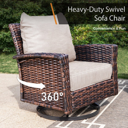 MAISON ARTS Ensemble de canapé de patio extra-large en osier avec table basse, siège surdimensionné avec coussin rembourré de 5,5 pouces d'épaisseur