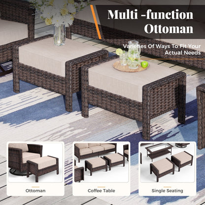 MAISON ARTS Ensemble de canapé de patio extra-large en osier avec table basse, siège surdimensionné avec coussin rembourré de 5,5 pouces d'épaisseur