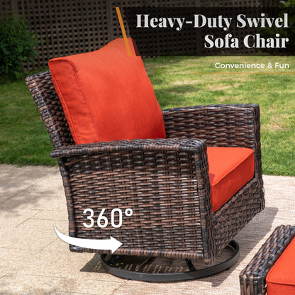 MAISON ARTS Ensemble de canapé de patio extra-large en osier avec table basse, siège surdimensionné avec coussin rembourré de 5,5 pouces d'épaisseur