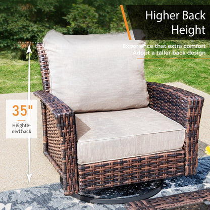 MAISON ARTS Ensemble de canapé de patio extra-large en osier avec table basse, siège surdimensionné avec coussin rembourré de 5,5 pouces d'épaisseur