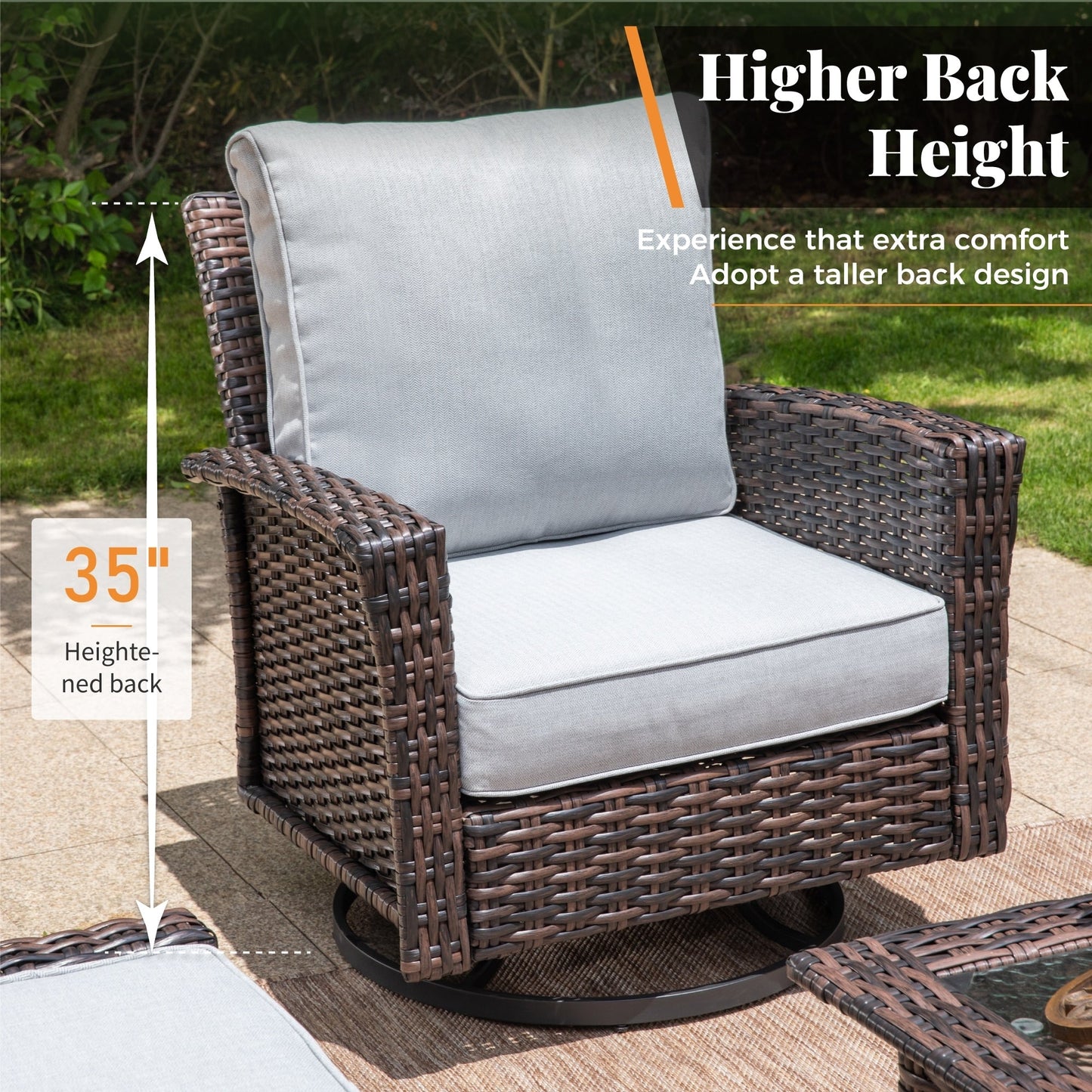 MAISON ARTS Ensemble de canapé de patio extra-large en osier avec table basse, siège surdimensionné avec coussin rembourré de 5,5 pouces d'épaisseur