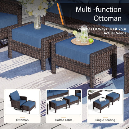 MAISON ARTS Ensemble de canapé de patio extra-large en osier avec table basse, siège surdimensionné avec coussin rembourré de 5,5 pouces d'épaisseur