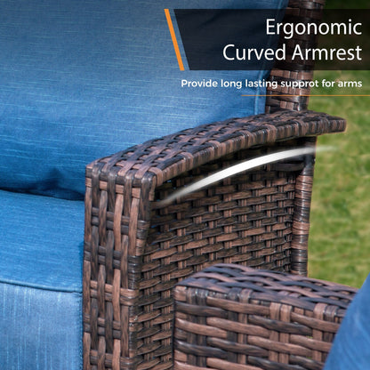 MAISON ARTS Ensemble de canapé de patio extra-large en osier avec table basse, siège surdimensionné avec coussin rembourré de 5,5 pouces d'épaisseur