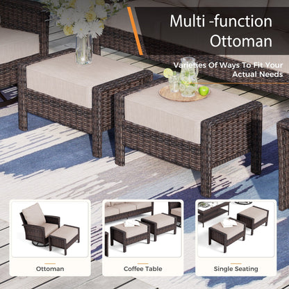 MAISON ARTS Ensemble de canapé de patio extra-large en osier avec table basse, siège surdimensionné avec coussin rembourré de 5,5 pouces d'épaisseur