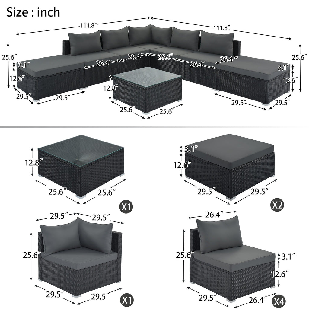 Ensembles de meubles de patio extérieur 8 pièces
