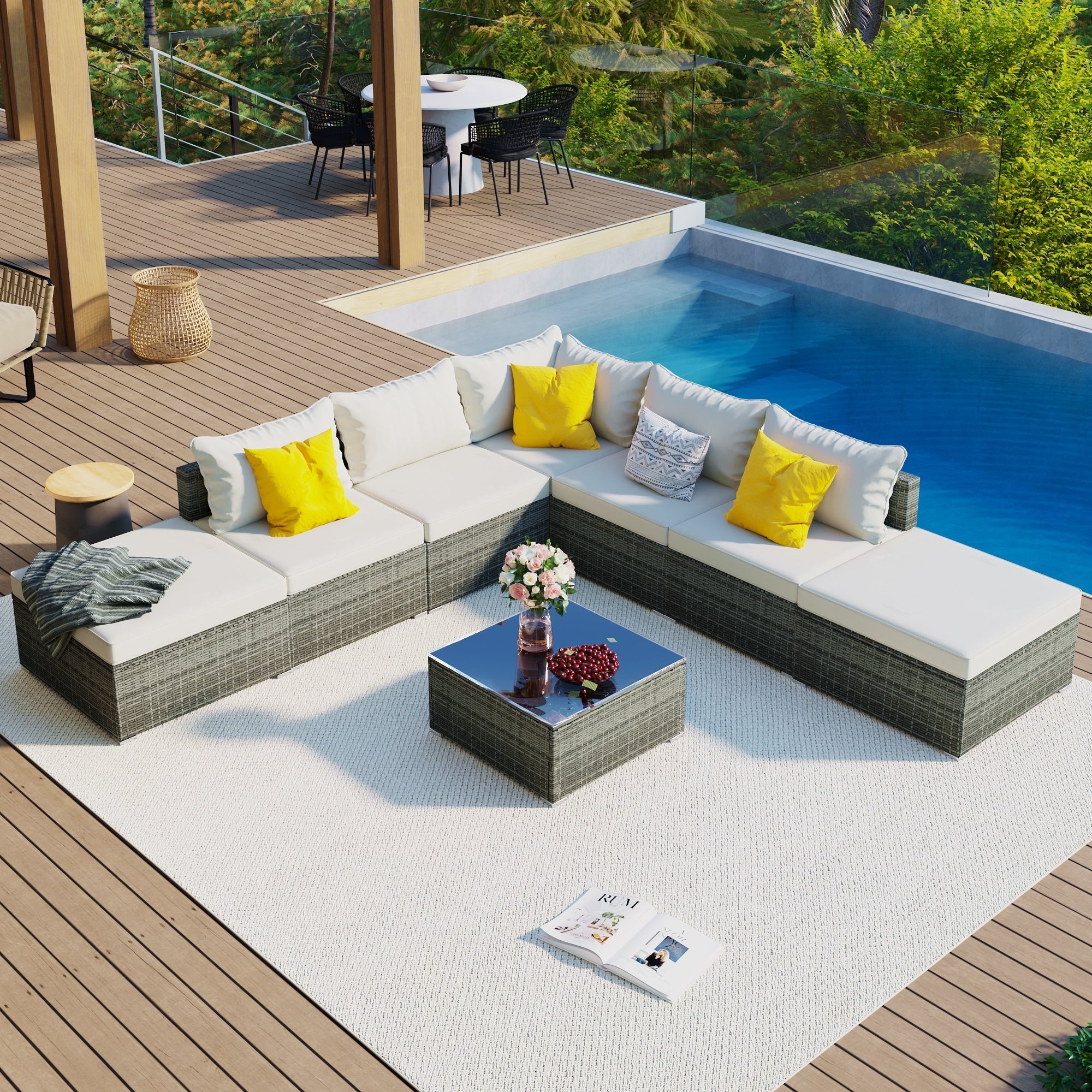 Ensembles de meubles de patio extérieur 8 pièces