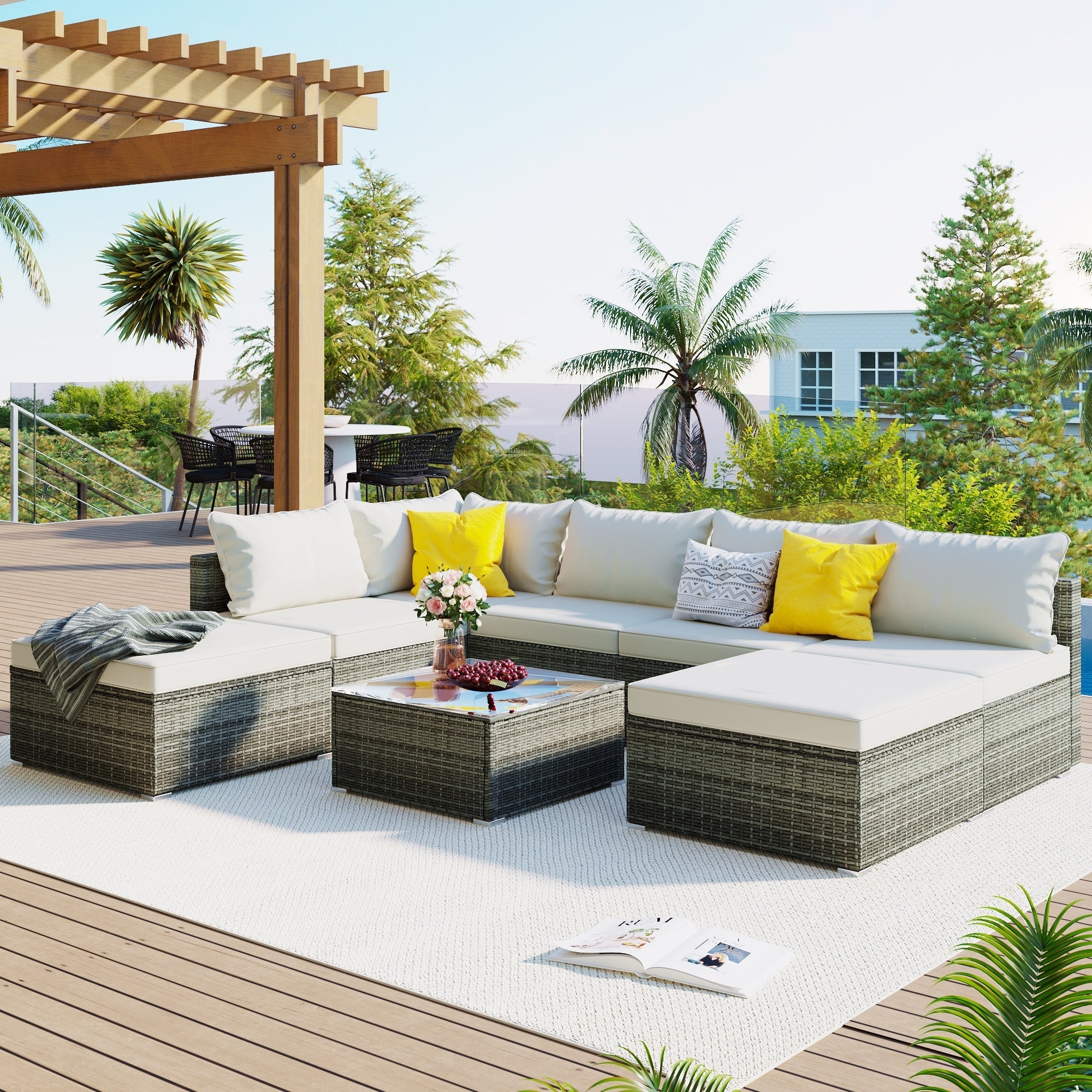 Ensembles de meubles de patio extérieur 8 pièces