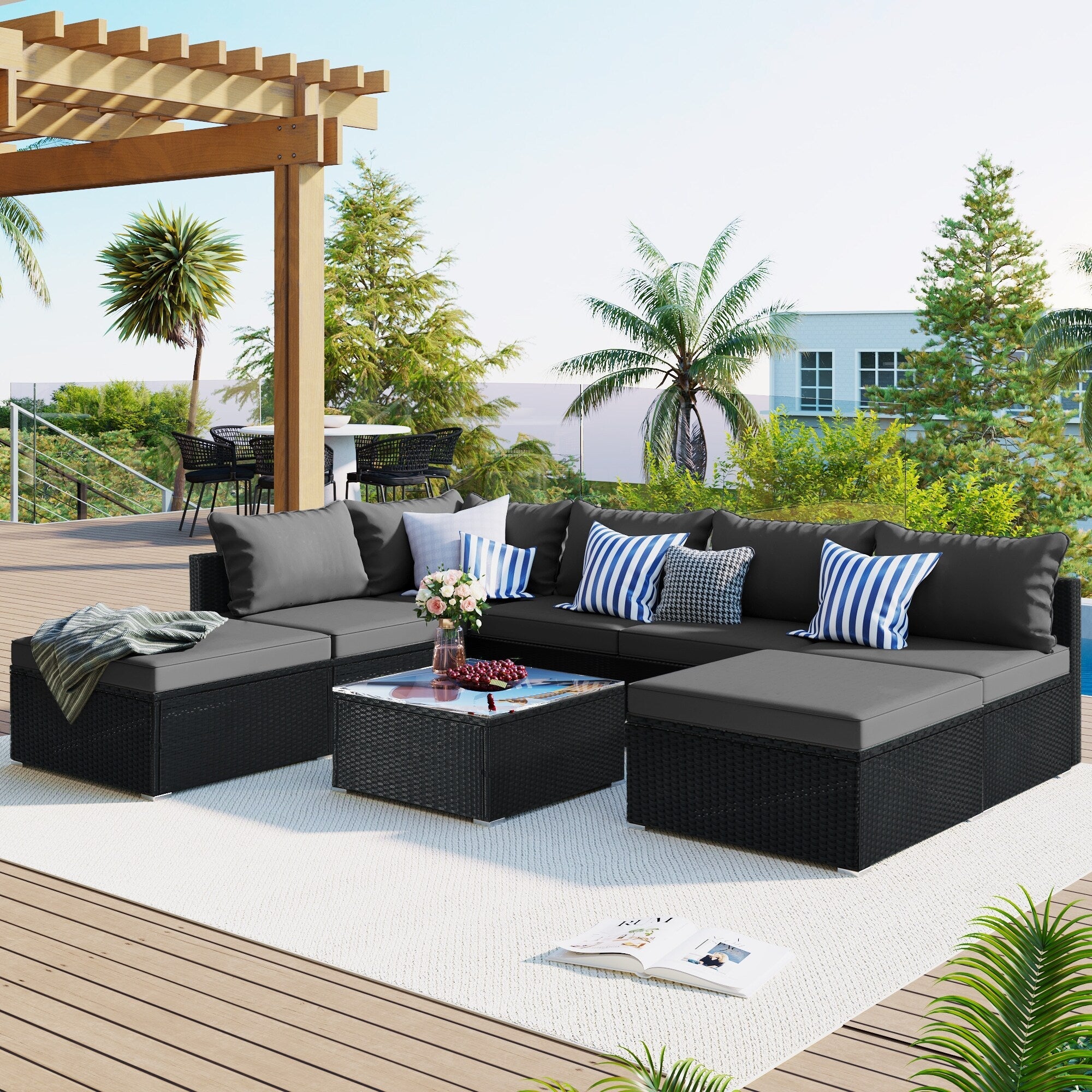 Ensembles de meubles de patio extérieur 8 pièces