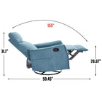 Fauteuil inclinable manuel à 8 points de massage, fauteuil à bascule pivotant en tissu, fauteuil simple avec bascule et chauffage lombaire