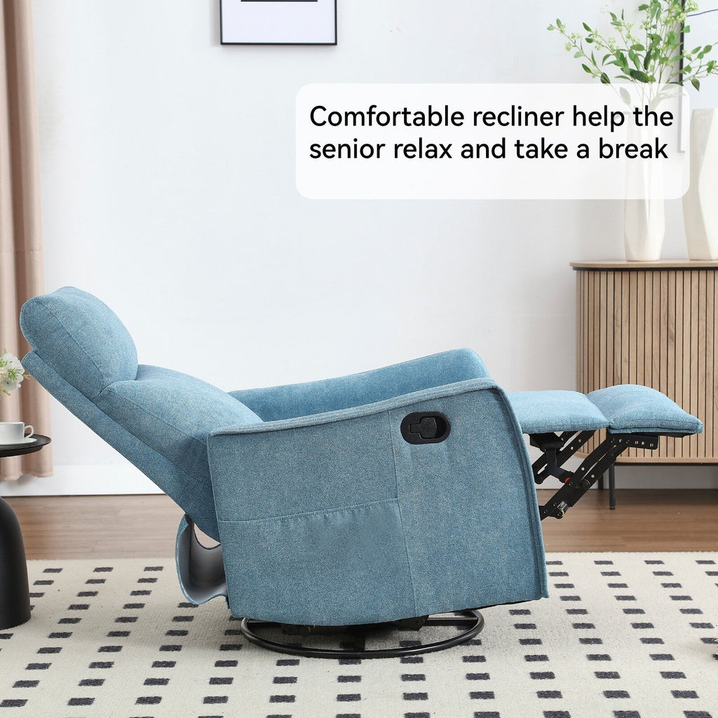 Fauteuil inclinable manuel à 8 points de massage, fauteuil à bascule pivotant en tissu, fauteuil simple avec bascule et chauffage lombaire