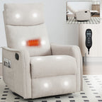 Fauteuil inclinable manuel à 8 points de massage, fauteuil à bascule pivotant en tissu, fauteuil simple avec bascule et chauffage lombaire