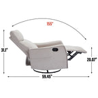 Fauteuil inclinable manuel à 8 points de massage, fauteuil à bascule pivotant en tissu, fauteuil simple avec bascule et chauffage lombaire