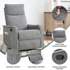 Fauteuil inclinable manuel à 8 points de massage, fauteuil à bascule pivotant en tissu, fauteuil simple avec bascule et chauffage lombaire