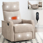 Fauteuil inclinable manuel à 8 points de massage, fauteuil à bascule pivotant en tissu, fauteuil simple avec bascule et chauffage lombaire