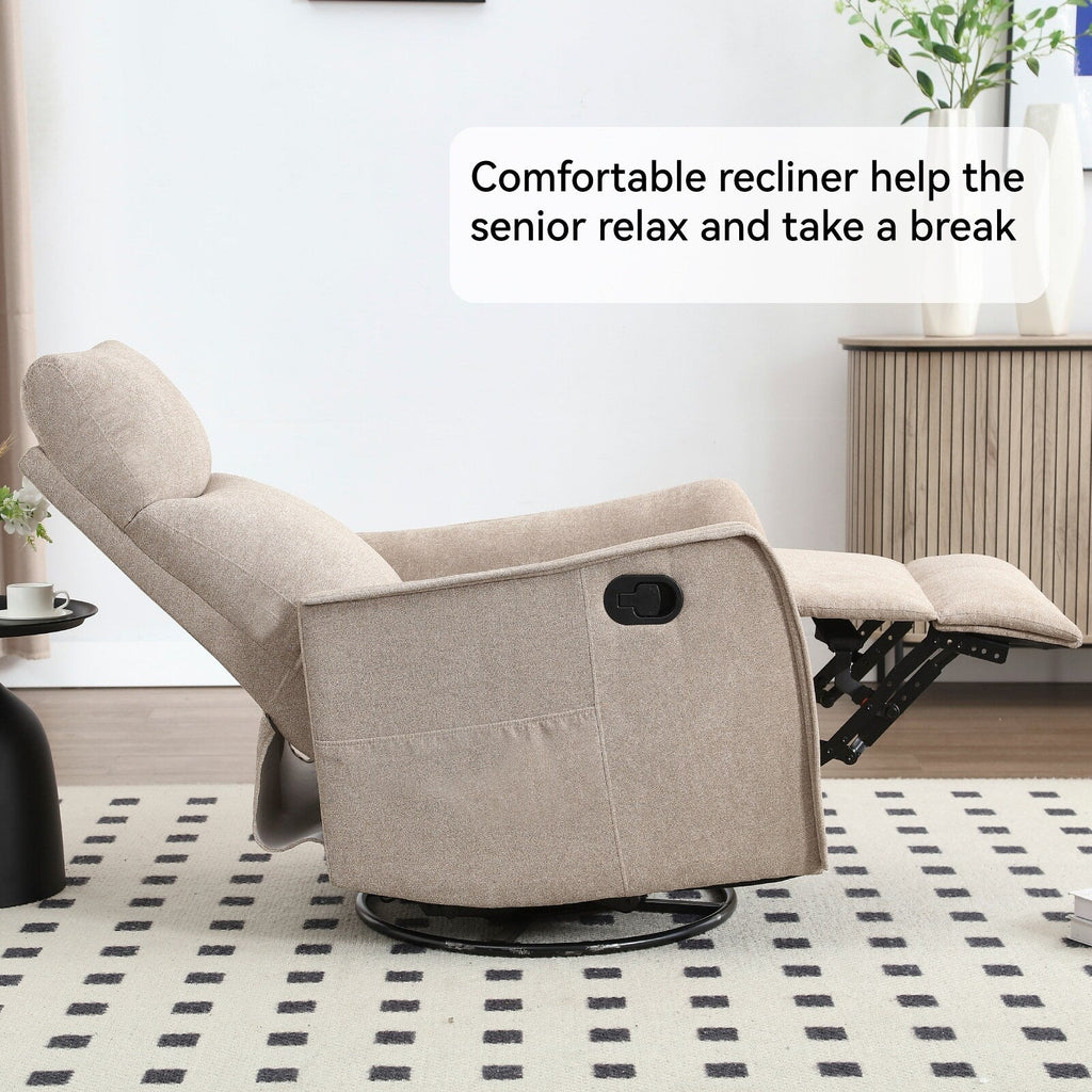 Fauteuil inclinable manuel à 8 points de massage, fauteuil à bascule pivotant en tissu, fauteuil simple avec bascule et chauffage lombaire