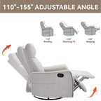 Fauteuil inclinable manuel à 8 points de massage, fauteuil à bascule pivotant en tissu, fauteuil simple avec bascule et chauffage lombaire