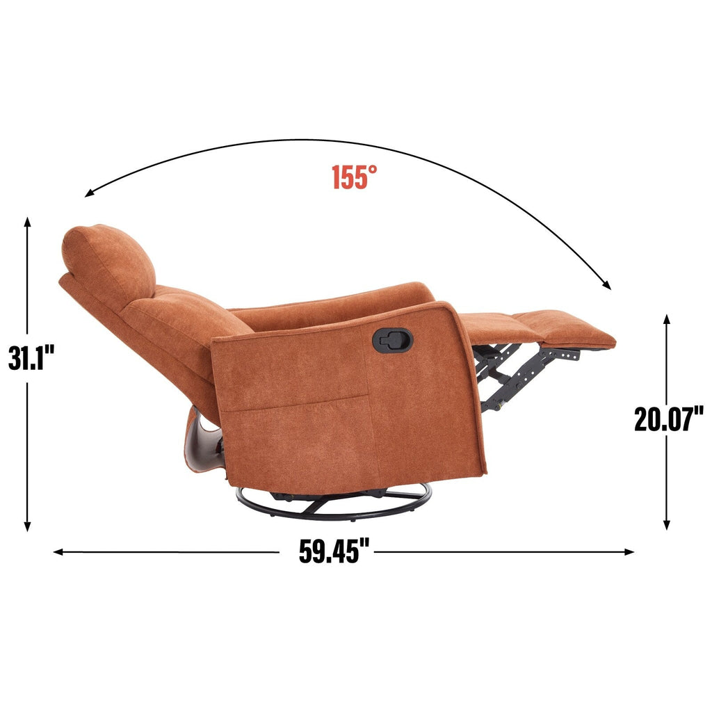 Fauteuil inclinable manuel à 8 points de massage, fauteuil à bascule pivotant en tissu, fauteuil simple avec bascule et chauffage lombaire