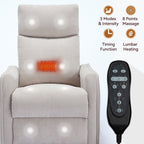 Fauteuil inclinable manuel à 8 points de massage, fauteuil à bascule pivotant en tissu, fauteuil simple avec bascule et chauffage lombaire