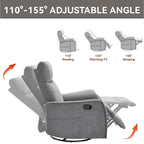 Fauteuil inclinable manuel à 8 points de massage, fauteuil à bascule pivotant en tissu, fauteuil simple avec bascule et chauffage lombaire