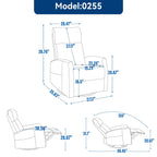 Fauteuil inclinable manuel à 8 points de massage, fauteuil à bascule pivotant en tissu, fauteuil simple avec bascule et chauffage lombaire
