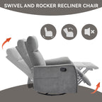 Fauteuil inclinable manuel à 8 points de massage, fauteuil à bascule pivotant en tissu, fauteuil simple avec bascule et chauffage lombaire