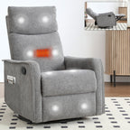Fauteuil inclinable manuel à 8 points de massage, fauteuil à bascule pivotant en tissu, fauteuil simple avec bascule et chauffage lombaire