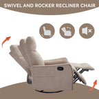 Fauteuil inclinable manuel à 8 points de massage, fauteuil à bascule pivotant en tissu, fauteuil simple avec bascule et chauffage lombaire