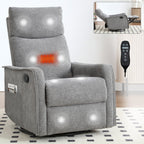 Fauteuil inclinable manuel à 8 points de massage, fauteuil à bascule pivotant en tissu, fauteuil simple avec bascule et chauffage lombaire