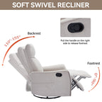 Fauteuil inclinable manuel à 8 points de massage, fauteuil à bascule pivotant en tissu, fauteuil simple avec bascule et chauffage lombaire