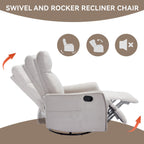 Fauteuil inclinable manuel à 8 points de massage, fauteuil à bascule pivotant en tissu, fauteuil simple avec bascule et chauffage lombaire