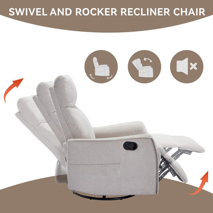 Fauteuil inclinable manuel à 8 points de massage, fauteuil à bascule pivotant en tissu, fauteuil simple avec bascule et chauffage lombaire