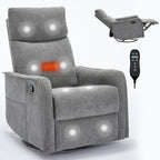 Fauteuil inclinable manuel à 8 points de massage, fauteuil à bascule pivotant en tissu, fauteuil simple avec bascule et chauffage lombaire