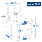 Fauteuil inclinable manuel à 8 points de massage, fauteuil à bascule pivotant en tissu, fauteuil simple avec bascule et chauffage lombaire