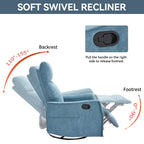 Fauteuil inclinable manuel à 8 points de massage, fauteuil à bascule pivotant en tissu, fauteuil simple avec bascule et chauffage lombaire