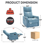 Fauteuil inclinable manuel à 8 points de massage, fauteuil à bascule pivotant en tissu, fauteuil simple avec bascule et chauffage lombaire
