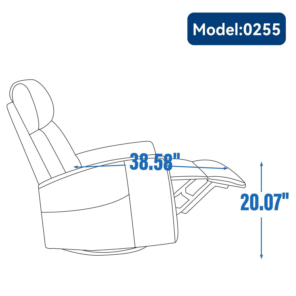 Fauteuil inclinable manuel à 8 points de massage, fauteuil à bascule pivotant en tissu, fauteuil simple avec bascule et chauffage lombaire