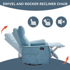Fauteuil inclinable manuel à 8 points de massage, fauteuil à bascule pivotant en tissu, fauteuil simple avec bascule et chauffage lombaire